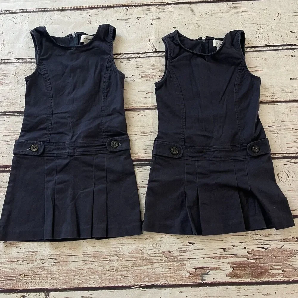 Old Navy Girls Navy Blue Scoop Neck Short Sleeve Back Zip Mini Dress Size‎ 5-6